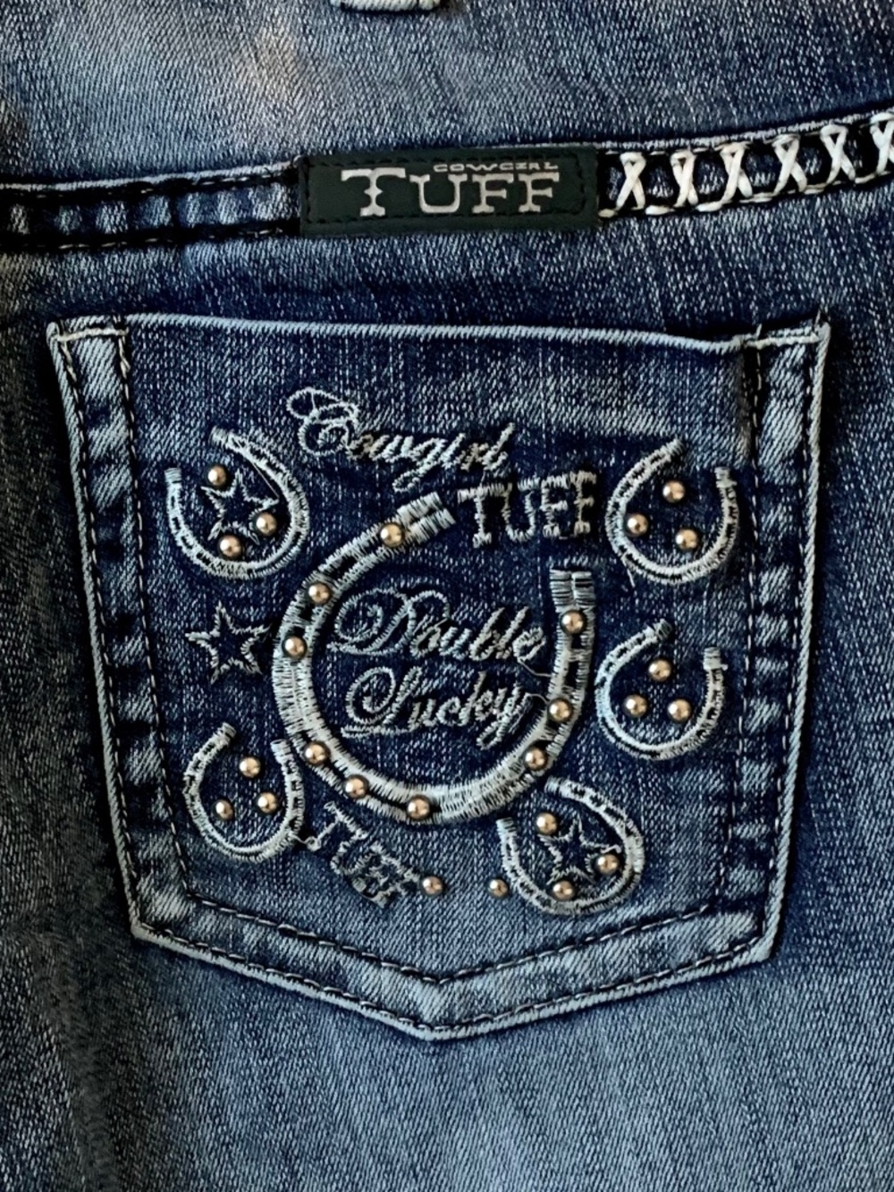 Cowgirl Tuff Double Lucky Studs Jeans Boot Cut Women's 30